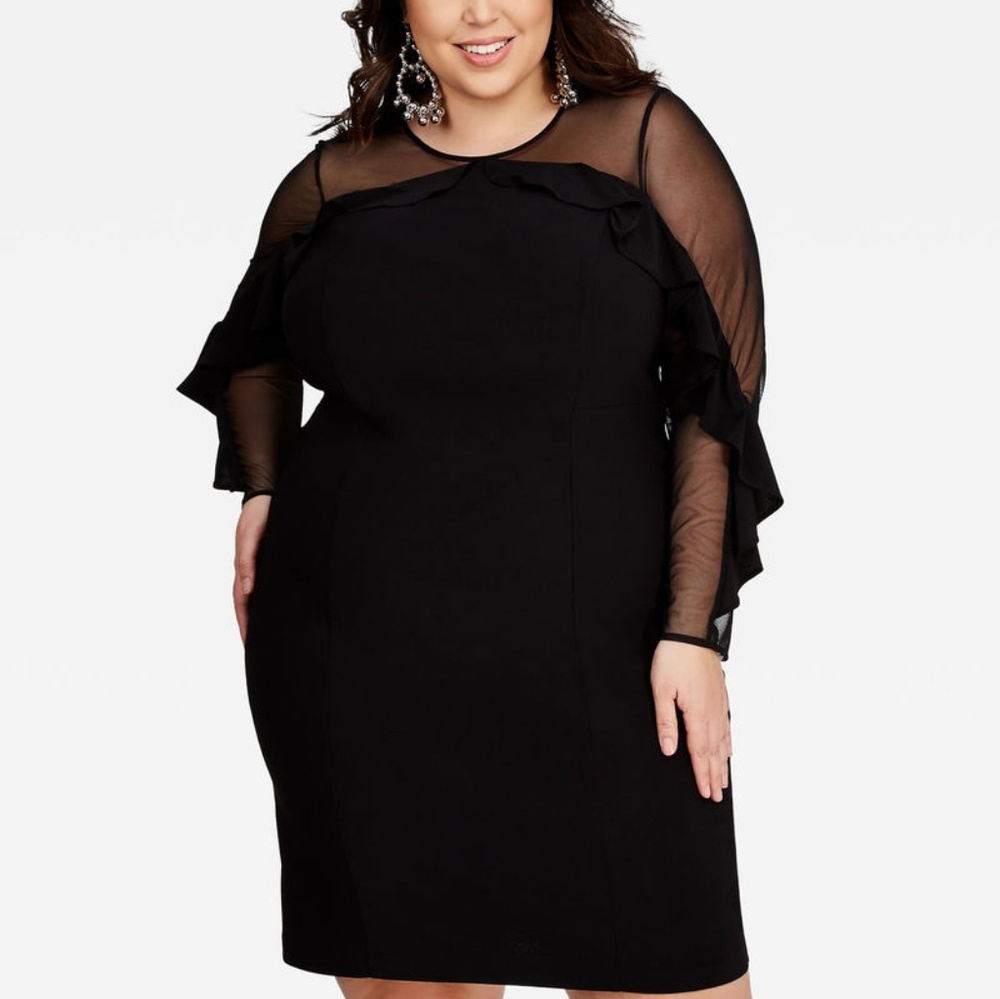 Mesh Neck Ruffle Dress